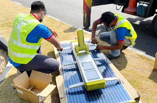 Projek lampu jalan suria Mono bermuka dua 150W di Malaysia