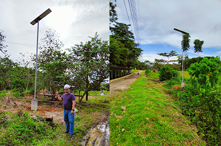 119 set 120W membawa lampu jalan suria yang dipasang di kampung-kampung luar bandar filipina