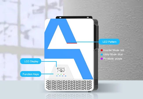 Operasi LCD yang mudah, anda boleh menetapkan parameter melalui panel LCD dengan mudah untuk meningkatkan prestasi penyongsang.