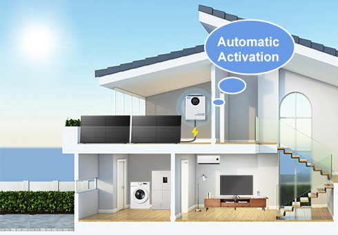 Dilengkapi dengan keupayaan pengaktifan automatik bateri litium yang mantap, dengan lancar mengintegrasikan dengan kedua-dua sumber AC dan PV, memaksimumkan prestasi dan penggunaan tenaga.